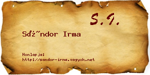 Sándor Irma névjegykártya